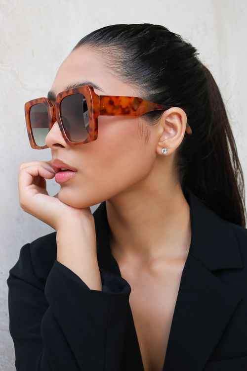 Óculos de Sol Quadrado Animal Print