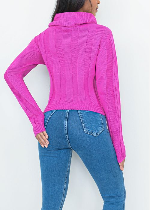 Suéter Tricot Tranças Gola Rolê
