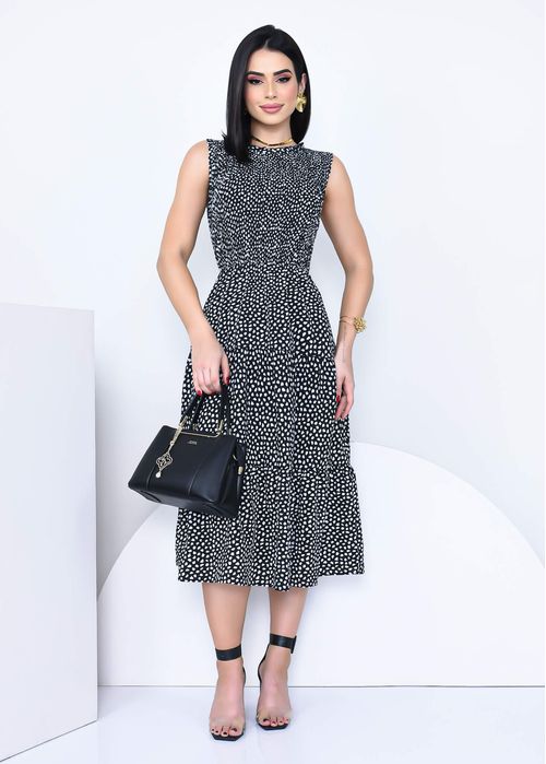 Vestido Midi Luxe Poá