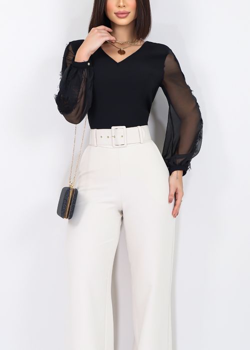 Blusa Cloud Manga Bufante c/ Renda