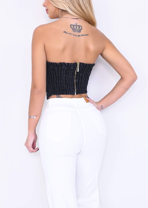 Cropped Jeans Corset Coração