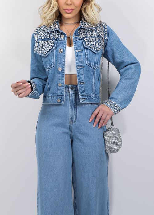 Jaqueta Jeans Stone Crystal
