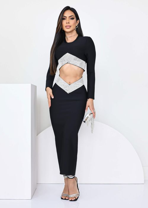 Saia Midi Down Strass