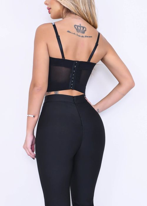 Cropped Corset Bordado Pérolas