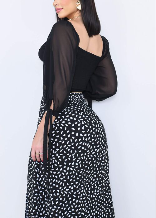 Cropped Estruturado Manga Chiffon