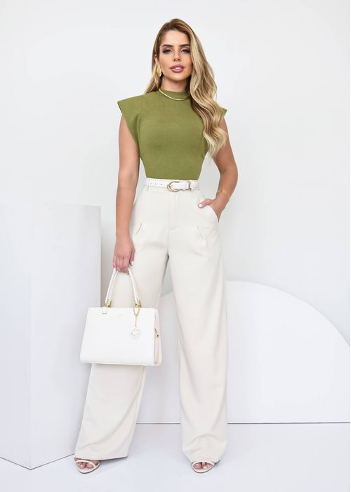 Calça Wide Leg Alfaiataria Line