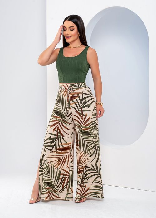 Conjunto Cropped Regata/ Wide Leg Fenda Palm