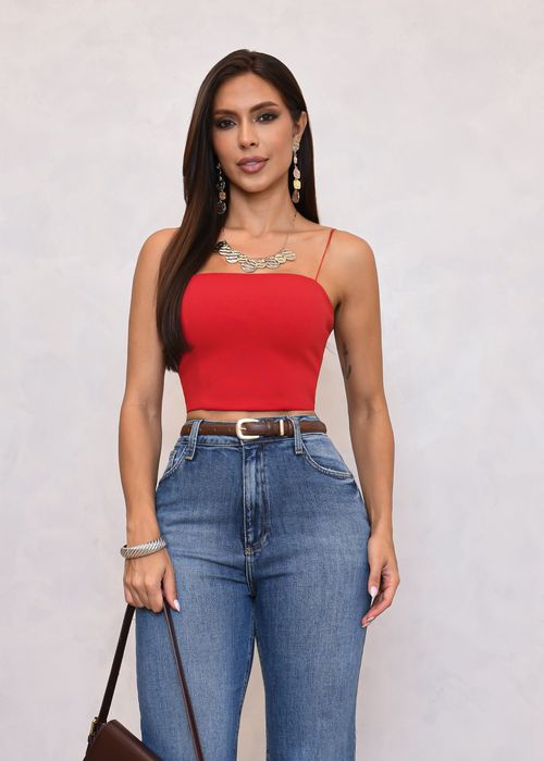 Cropped Alça Fina Ponto Roma