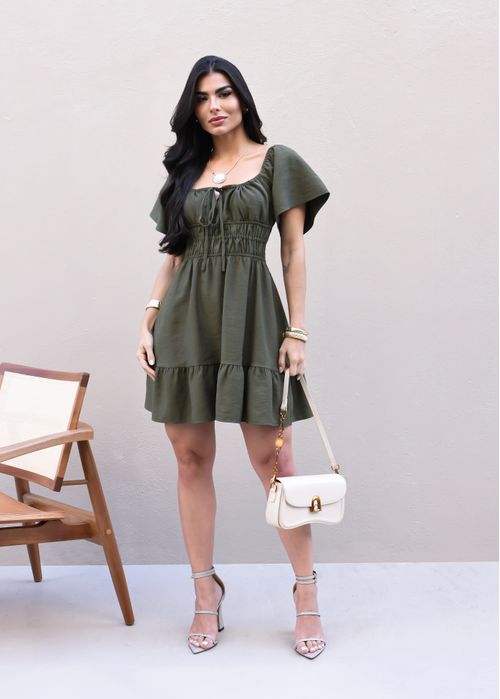 Vestido Curto Franzido
