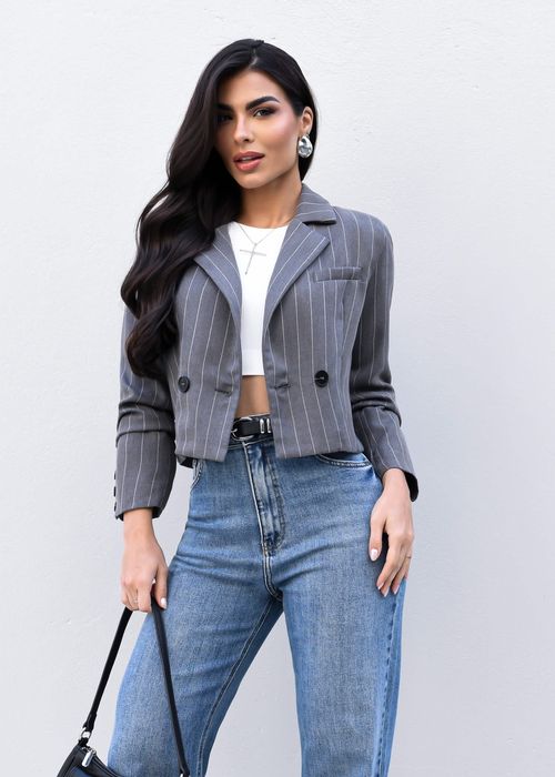 Blazer Cropped Listrado