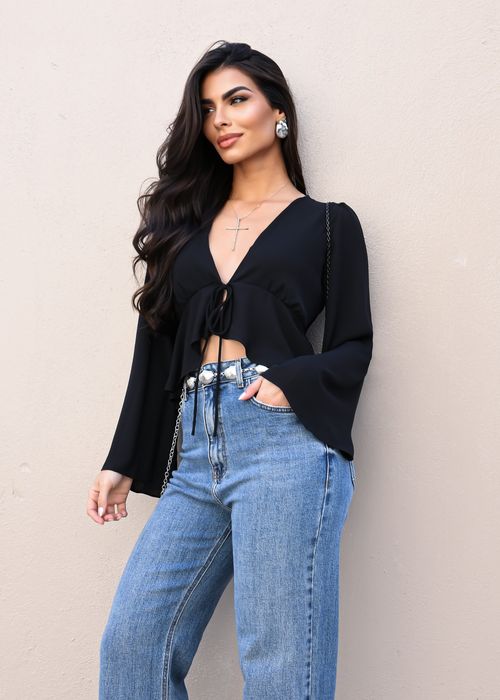 Blusa Manga Longa Tiras