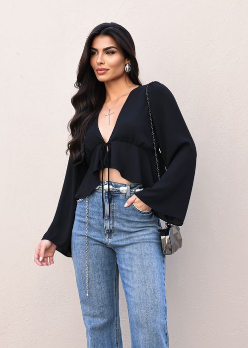 Blusa Manga Longa Tiras