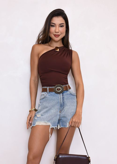 Blusa Nula Manga Franzida