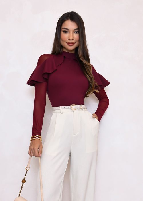 Blusa Manga Longa c/ Babado