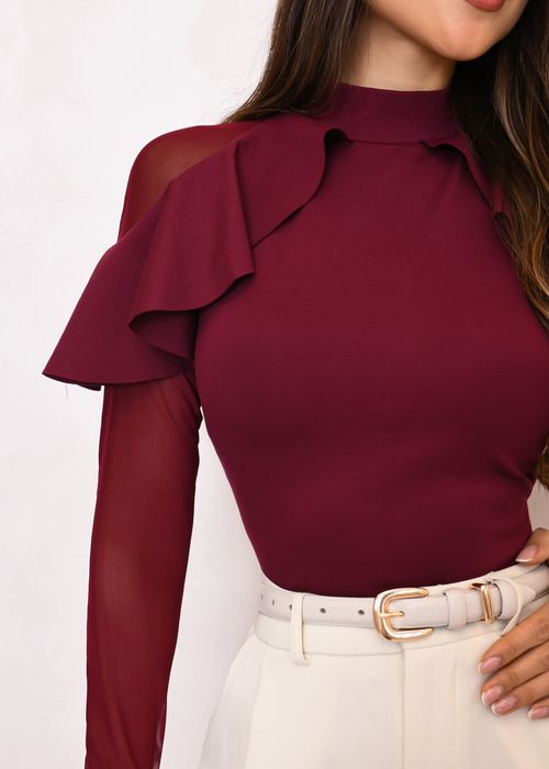 Blusa Manga Longa c/ Babado