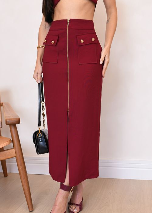 Saia Midi Ziper Frontal