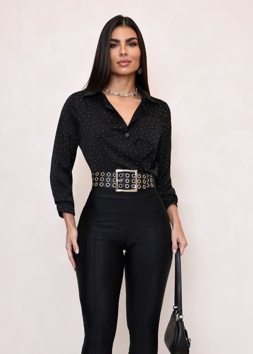 Camisa Cropped c/ Strass