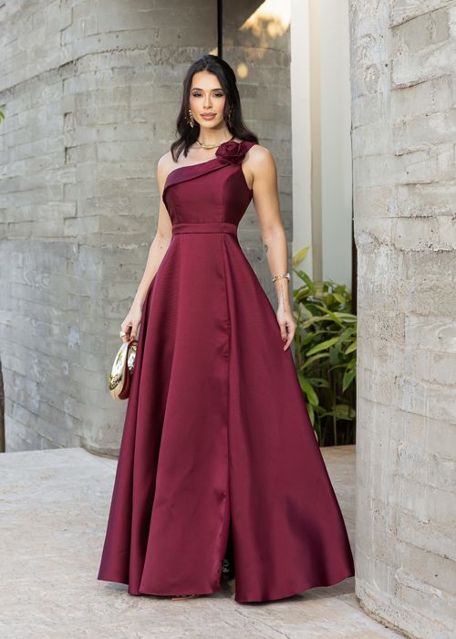 Vestido Longo Nula Manga Acetinado