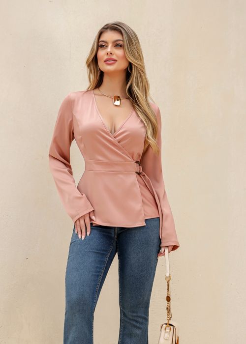 Blusa Manga Longa c/ Amarração Transpasse