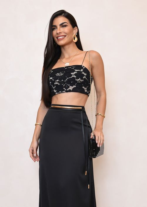 Cropped Alça Fina Renda