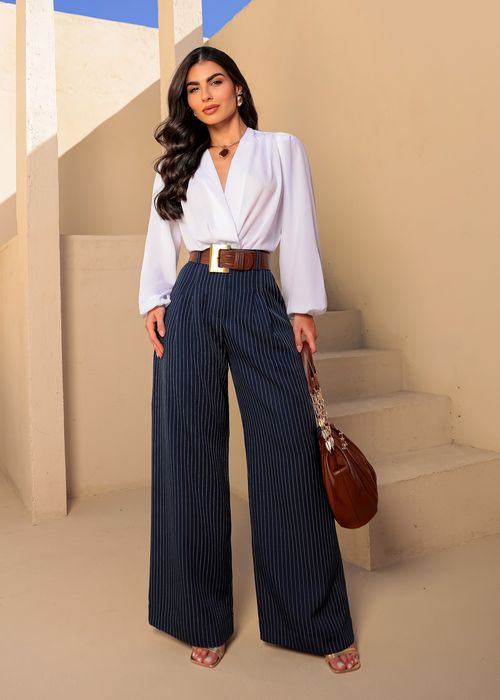 Calça Linho Risca de Giz