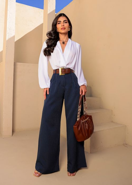 Calça Linho Risca de Giz