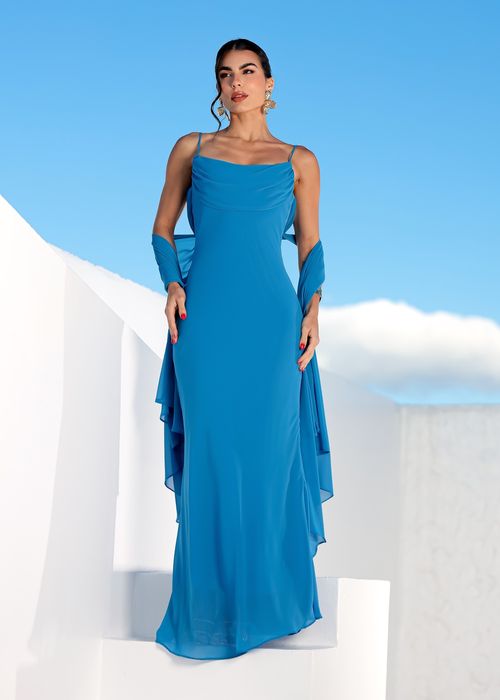 Vestido Fluido c/ Decote Meia Taça