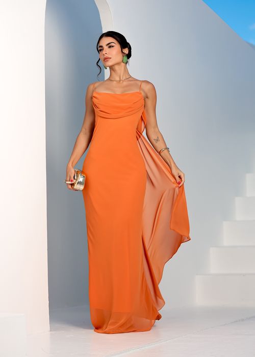 Vestido Fluido c/ Decote Meia Taça