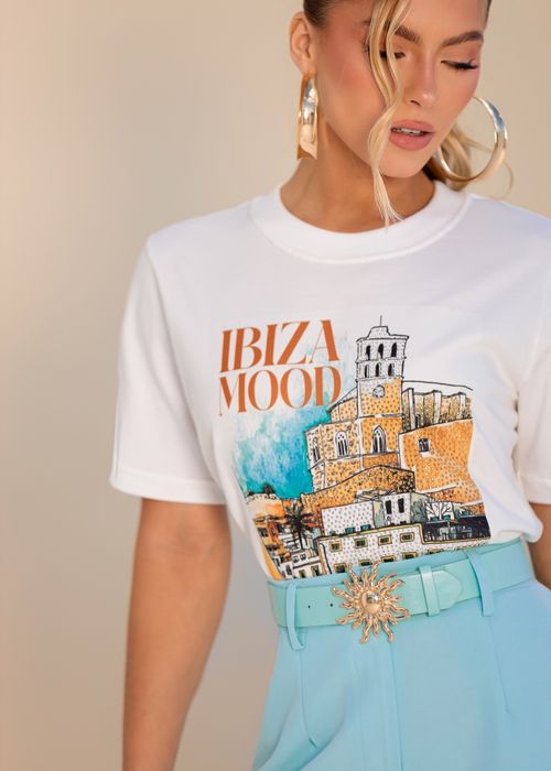 Camiseta Meia Malha Ibiza Com Aplicação de Hot Fix