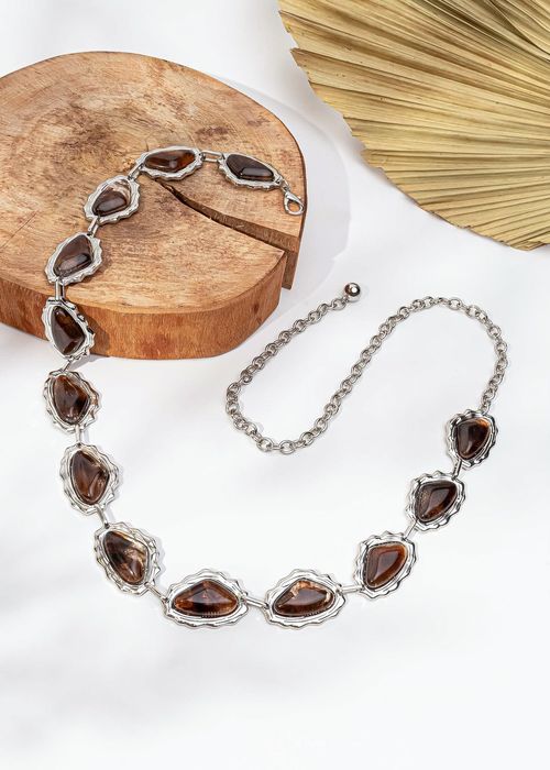 Cinto Placas Ovais Pedraria