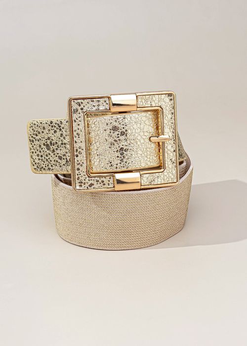 Cinto Elástico Metalizado Fivela Quadrada