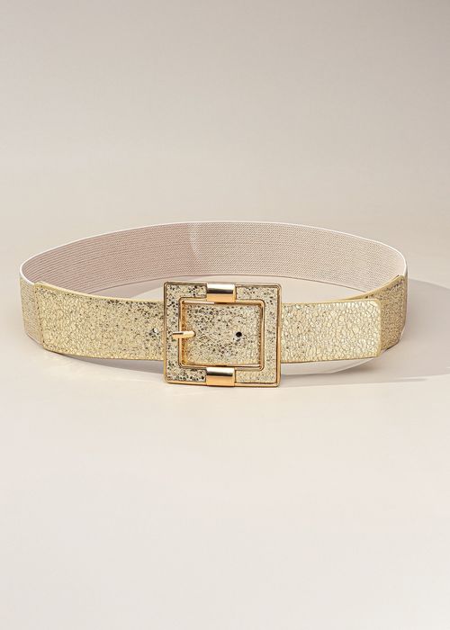 Cinto Elástico Metalizado Fivela Quadrada