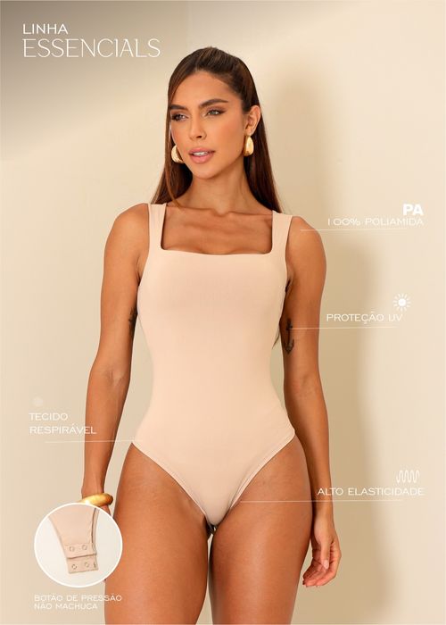 Body Basic Regata Decote Quadrado Poliamida Premium Nude