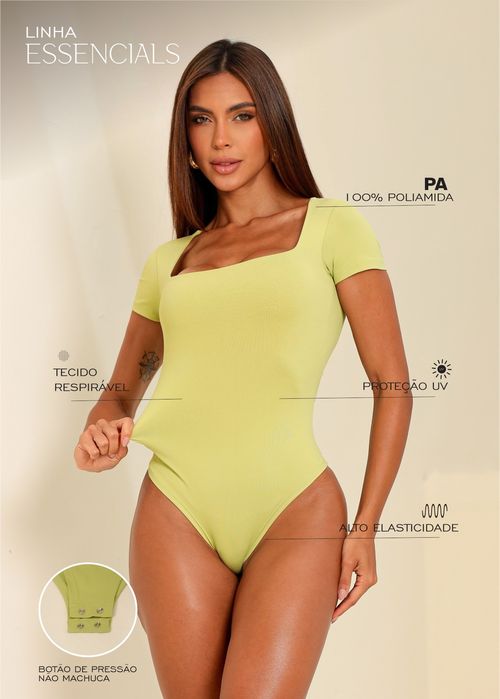 Body Basic Decote Quadrado Poliamida Premium Verde Oliva