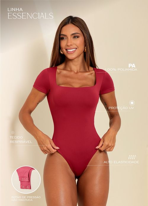 Body Basic Decote Quadrado Poliamida Premium Vermelho