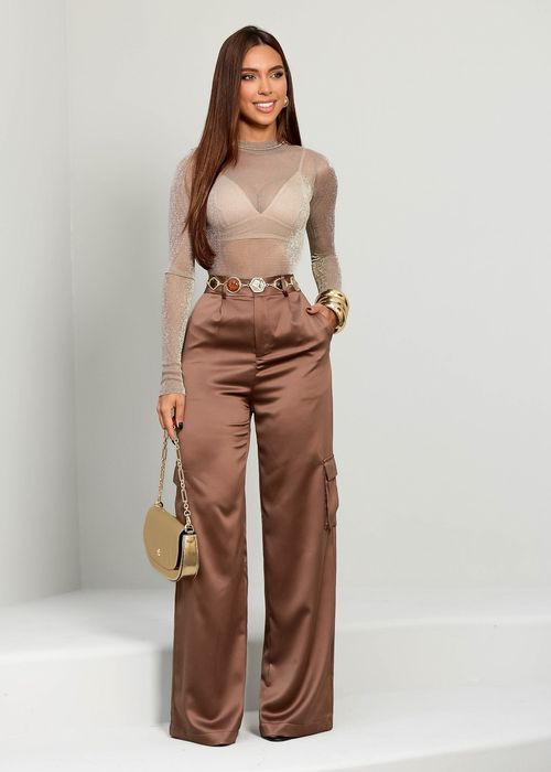 Calça Cargo Alfaiataria Marrom