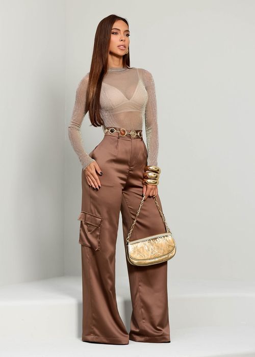 Calça Cargo Alfaiataria Marrom