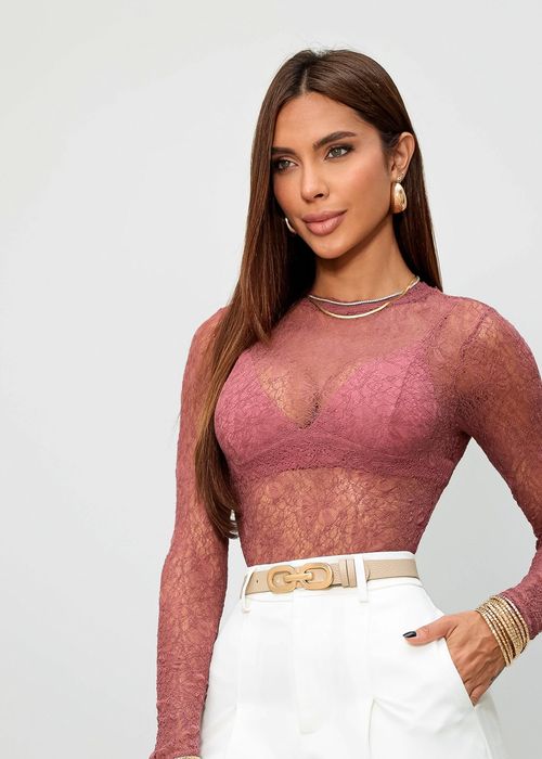 Body Manga Longa Renda Larios