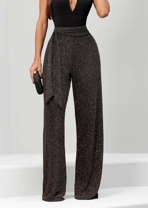 Calça Pantalona c/ Faixa Malha Sparkle