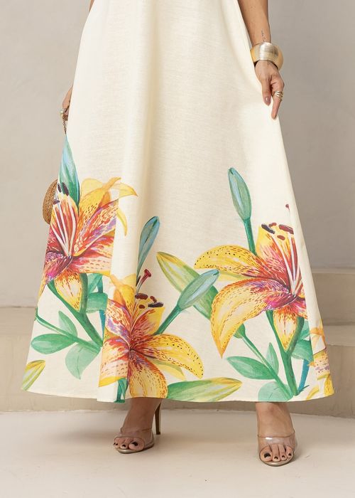 Vestido Longo Floral Lírios