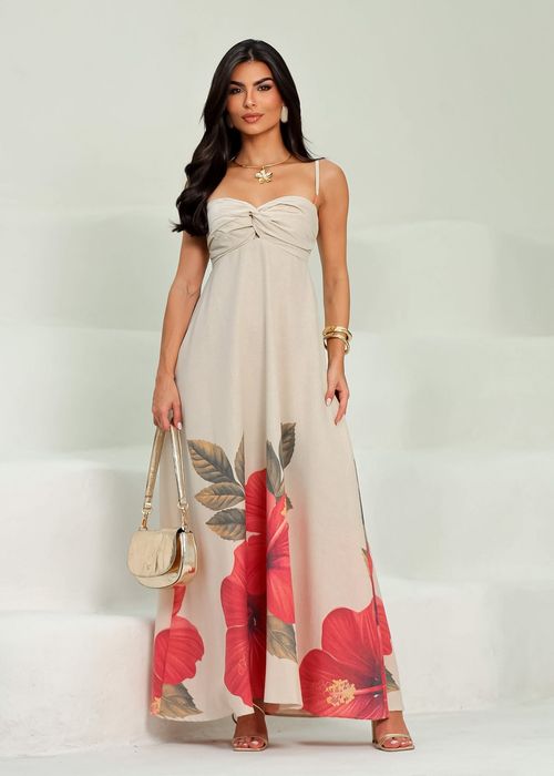 Vestido Longo Floral Hibiscus