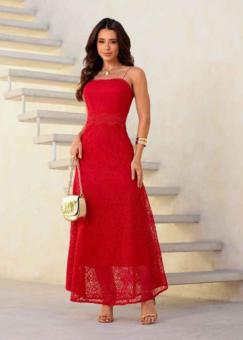 Vestido Midi Renda Romantic