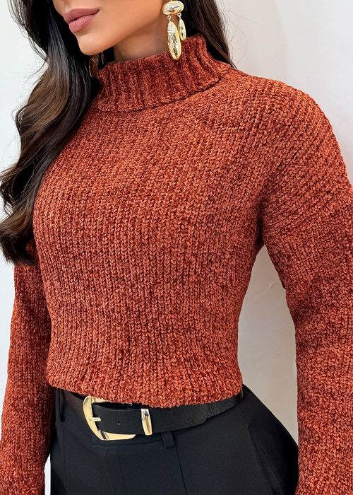Blusa Tricot Mousse Gola Boba Terracota