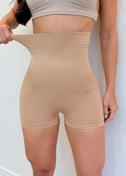 Shorts Modelador Cós Canelado Nude