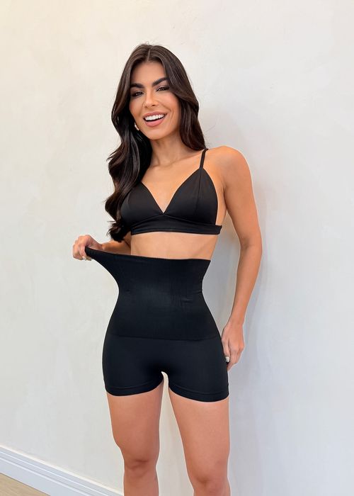 Shorts Modelador Cós Canelado Preto