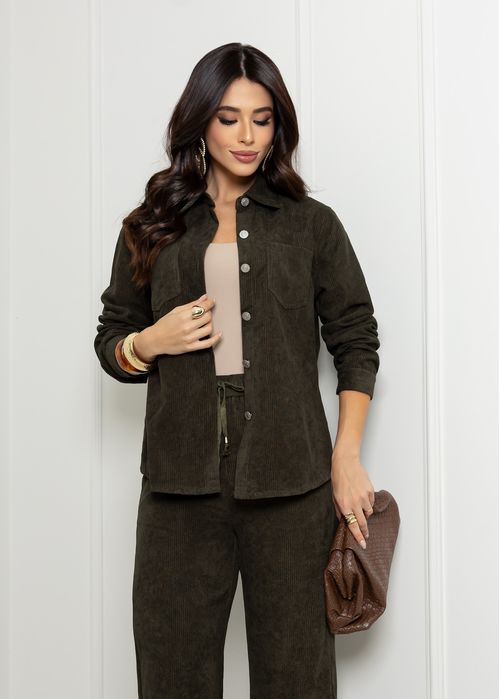 Camisa Cotelê Soft Premium Verde Militar