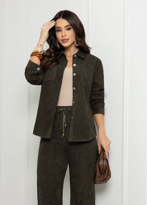 Camisa Cotelê Soft Premium Verde Militar