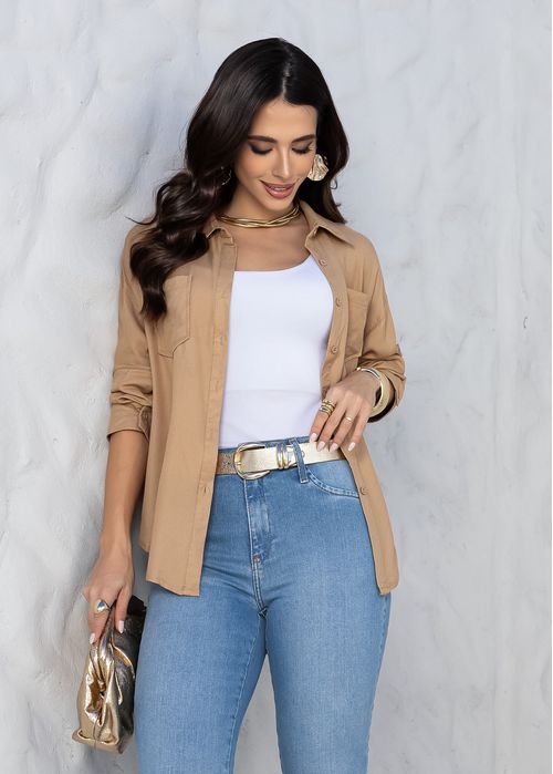 Camisa Clássica Duo Pocket Nude