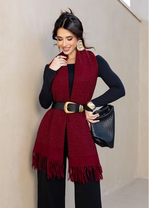 Cachecol Soft c/ Aplicações de Strass Marsala