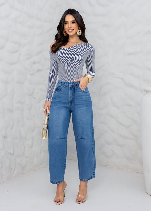 Calça Jeans Baggy Styling Cintura Alta